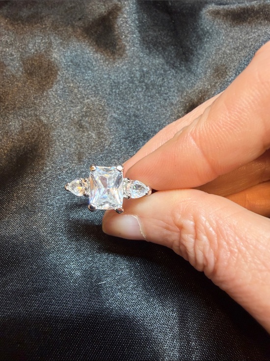 Jewelry - Elegant Silver-Tone Clear Stone Three-Stone Ring